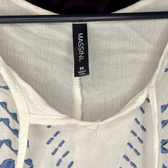 White & Blue Embroidered Flowy Long-Sleeve - Picture 3 of 4